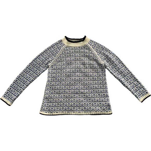 TALBOTS Womens' Blue & White Textured Stripe Mockneck Sweater Size L - Picture 5 of 9